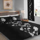 Black Floral Design Duvet Cover & Pillowcases CHARISMA