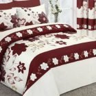 Cranberry Red Floral Design Duvet Cover & Pillowcases SEASONS
