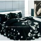 Black Floral Design "QUILTED" Bedspread Comforter & Pillowcase/s CHARISMA