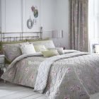 Grey, Lilac, Pink Floral/Bird Duvet Cover + Pillow Case JAZE
