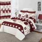 Cranberry Red Floral Design Duvet Cover & Pillowcases SEASONS