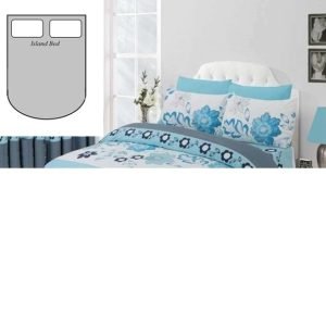 Seasons Blue Patterned U Shape Duvet Cover Set (Double Island Bed)