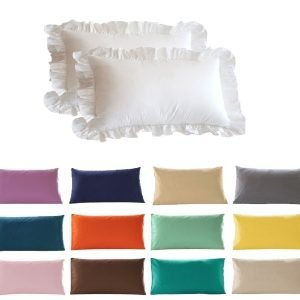 2 x Frilled Pillow Cases (Pair) 19" x 29" + 3"