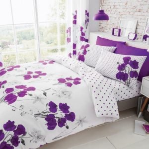 Purple Poppy Floral Duvet Cover + Pillowcases PINO