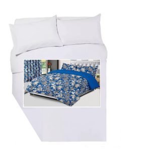 Corner Cut Off Double Duvet Cover Set - BLUE MADRID