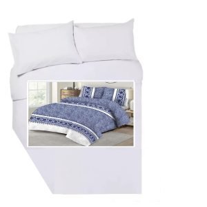 Corner Cut Off Double Duvet Cover Set - BLUE SWIRL
