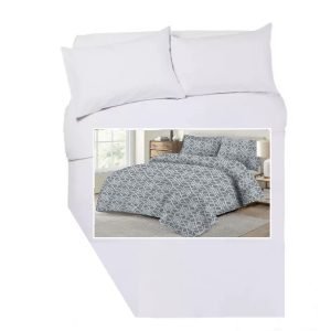 Corner Cut Off Double Duvet Cover Set - GREY LADA