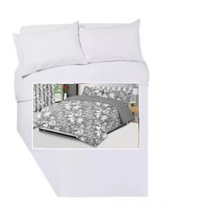 Corner Cut Off Double Duvet Cover Set - GREY MADRID