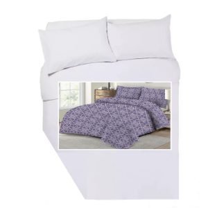 Corner Cut Off Double Duvet Cover Set - PURPLE LADA