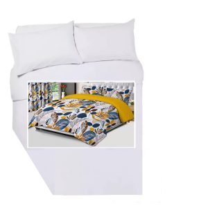 Corner Cut Off Double Duvet Cover Set - MUSTARD LEAVES