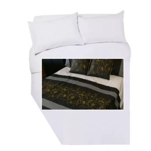Corner Cut Off Double Duvet Cover Set - BUTTERFLY BLACK