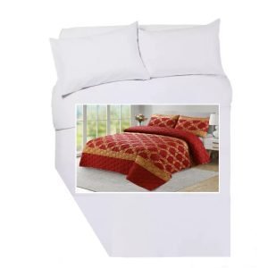 Corner Cut Off Double Duvet Cover Set - RED GLAMOUR