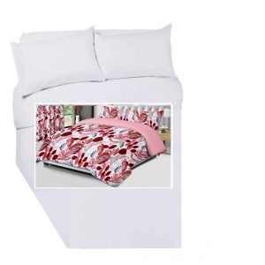 Corner Cut Off Double Duvet Cover Set - RED LEAVES