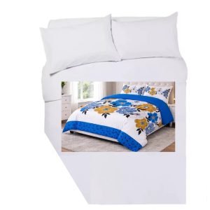 Corner Cut Off Double Duvet Cover Set - MARNA BLUE