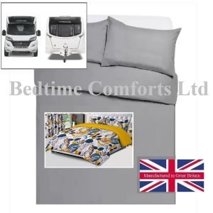 Caravan / Motor Home Duvet Cover Set - LEAVES MUSTARD