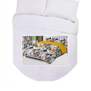 Island Bed Double Duvet Cover Set - MUSTARD LEAVES