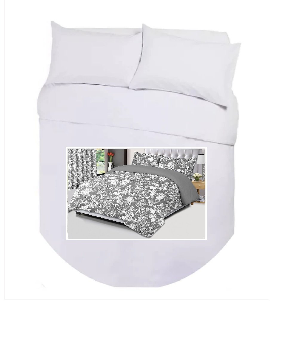 ISLAND BED DUVET COVER MADRID GREY Island Bed Double Duvet Cover Set - MADRID GREY