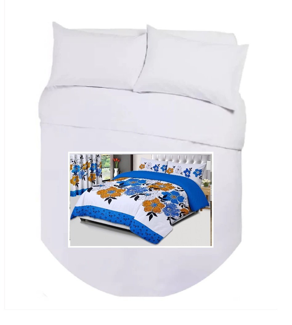 ISLAND BED DUVET COVER MARNA BLUE Island Bed Double Duvet Cover Set - BLUE MARNA