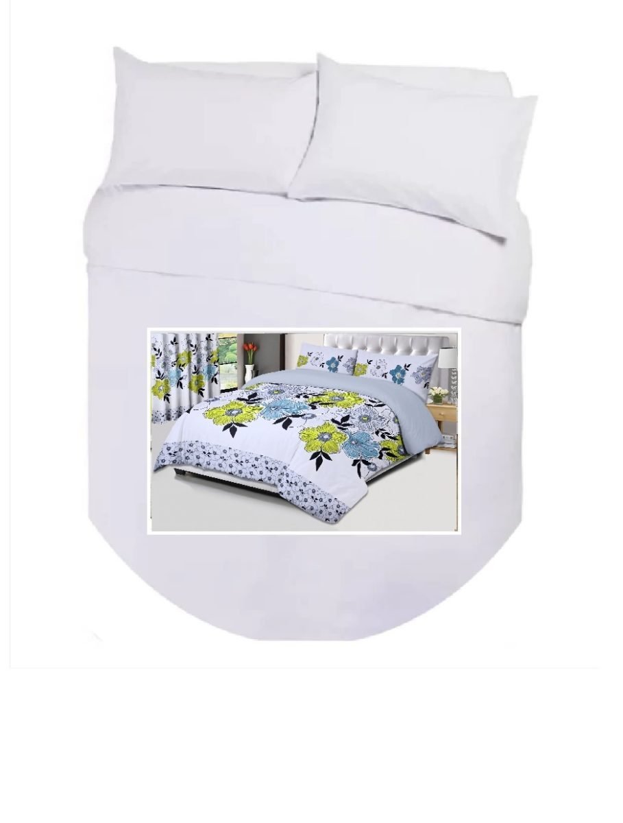 ISLAND BED DUVET COVER MARNA GREY LIME Island Bed Double Duvet Cover Set - GREY MARNA