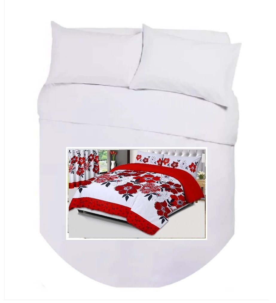 ISLAND BED DUVET COVER MARNA RED Island Bed Double Duvet Cover Set - RED MARNA