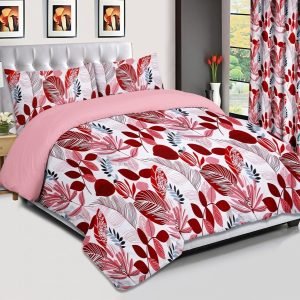 IKEA / EURO SIZE Duvet Cover Set -LEAVES - RED