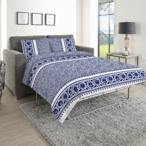 Sofa Bed Duvet Cover Set-SWIRL-BLUE