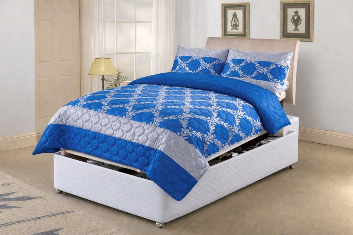 GLAMOUR BLUE Adjustable Bed Duvet Cover Set - GLAMOUR - BLUE