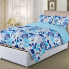 Adjustable Bed Duvet Cover Set - LEAVES - BLUE