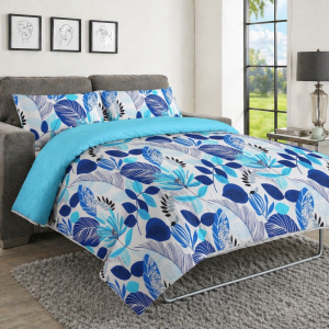 Sofa Bed Duvet Cover Set-LEAVES - BLUE