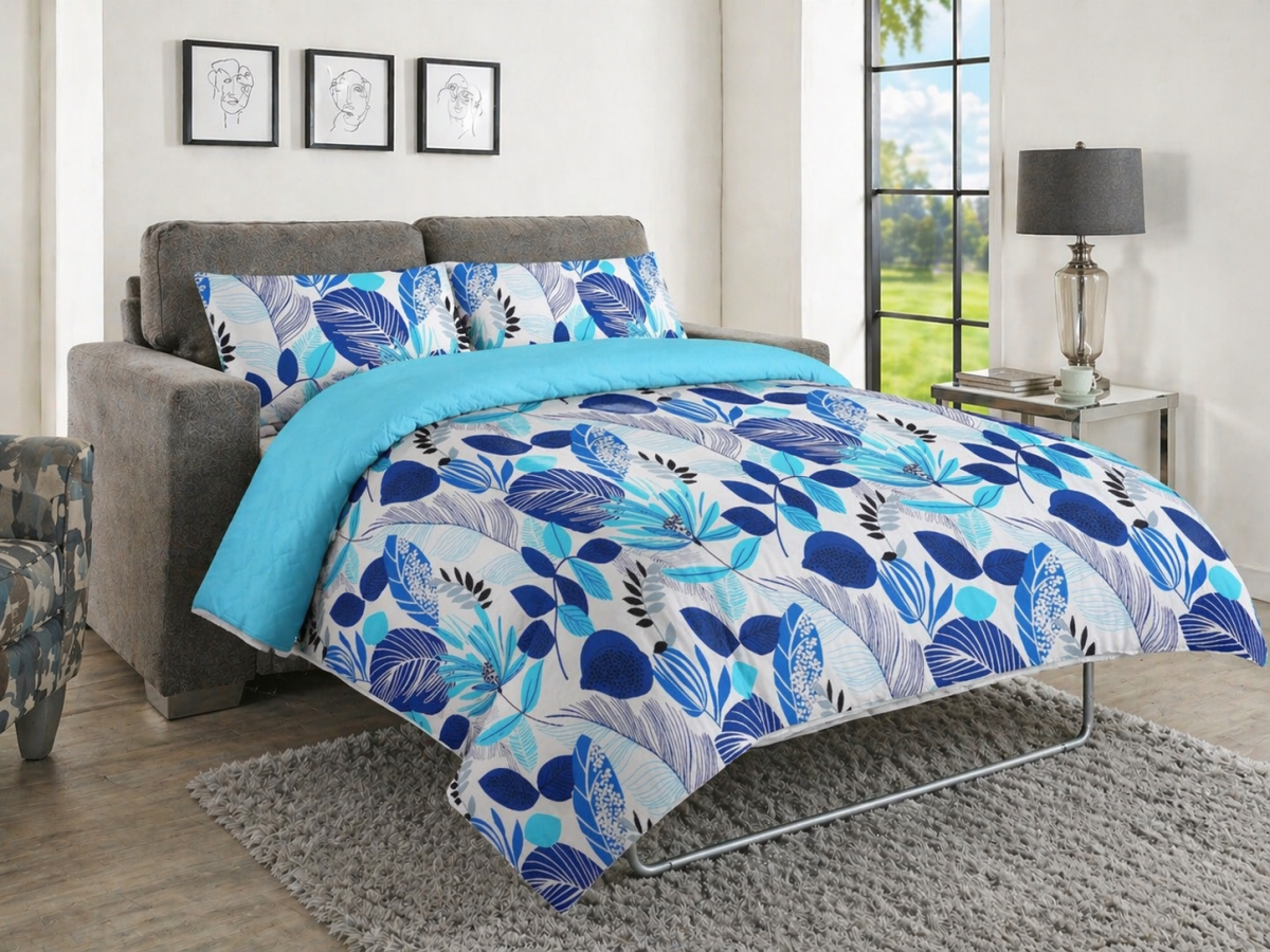 LEAVES BLUE SOFA BED Sofa Bed Duvet Cover Set-LEAVES - BLUE