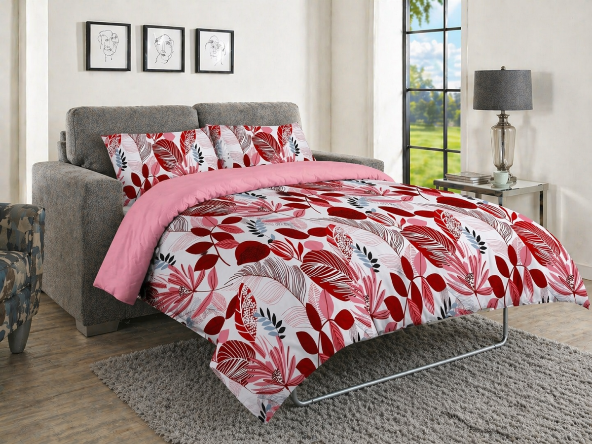 LEAVES RED SOFA BED Sofa Bed Duvet Cover Set - LEAVES - RED