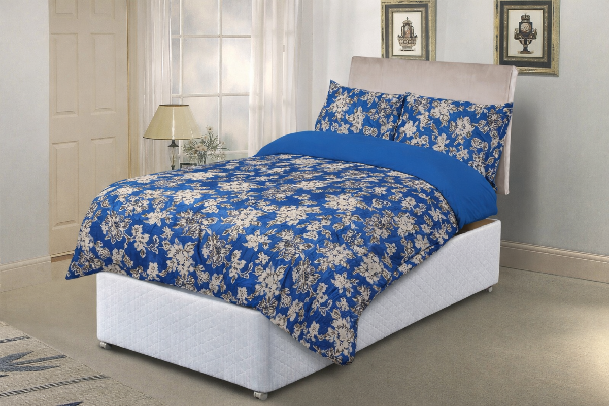 MADRID BLUE Adjustable Bed Duvet Cover Set - MADRID - BLUE
