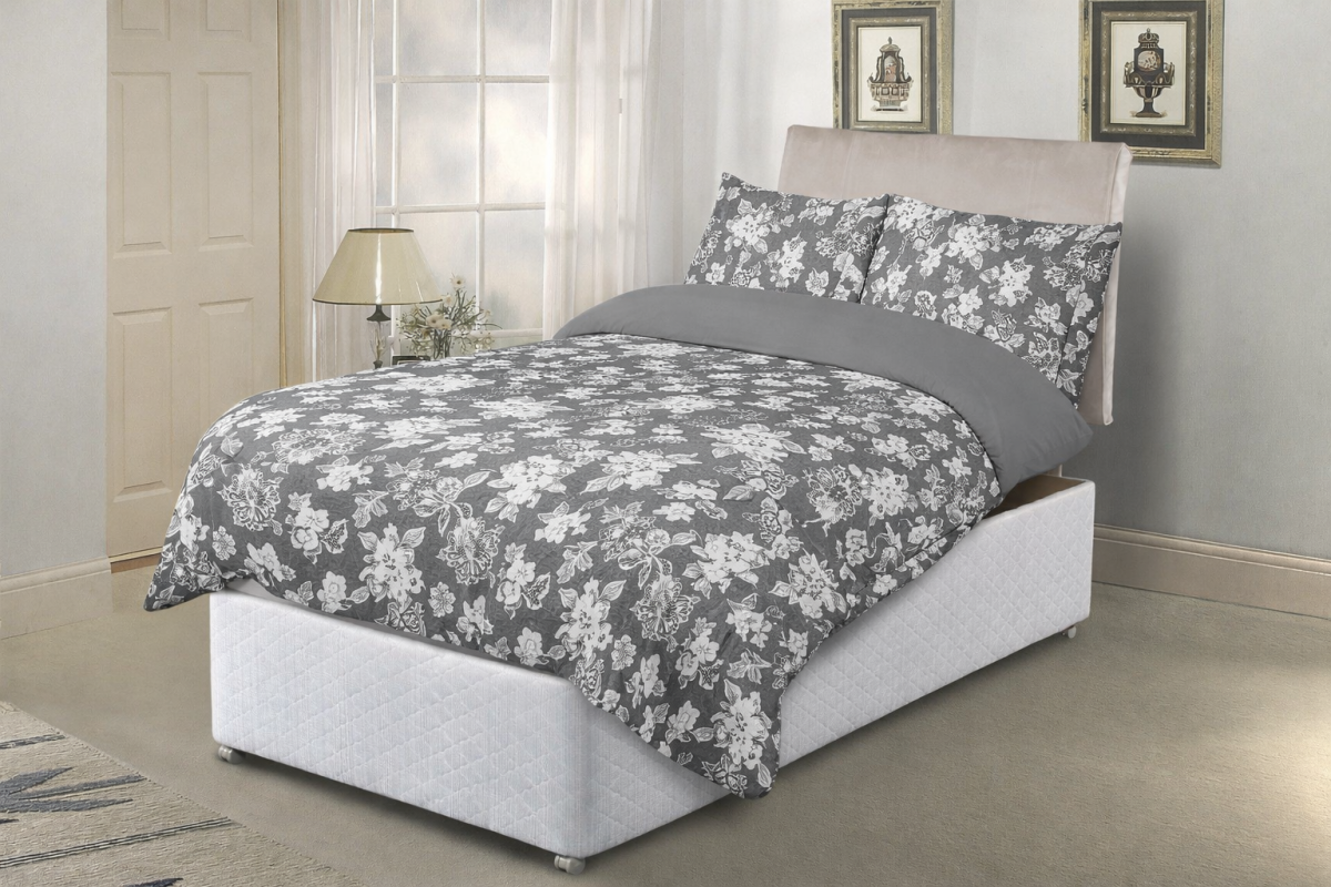 MADRID GREY Adjustable Bed Duvet Cover Set - MADRID - GREY