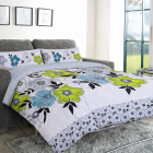 Sofa Bed Duvet Cover Set - MARNA - GREY / GREEN
