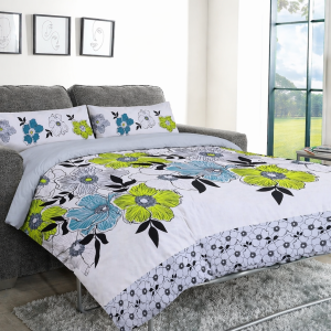 Sofa Bed Duvet Cover Set - MARNA - GREY / GREEN