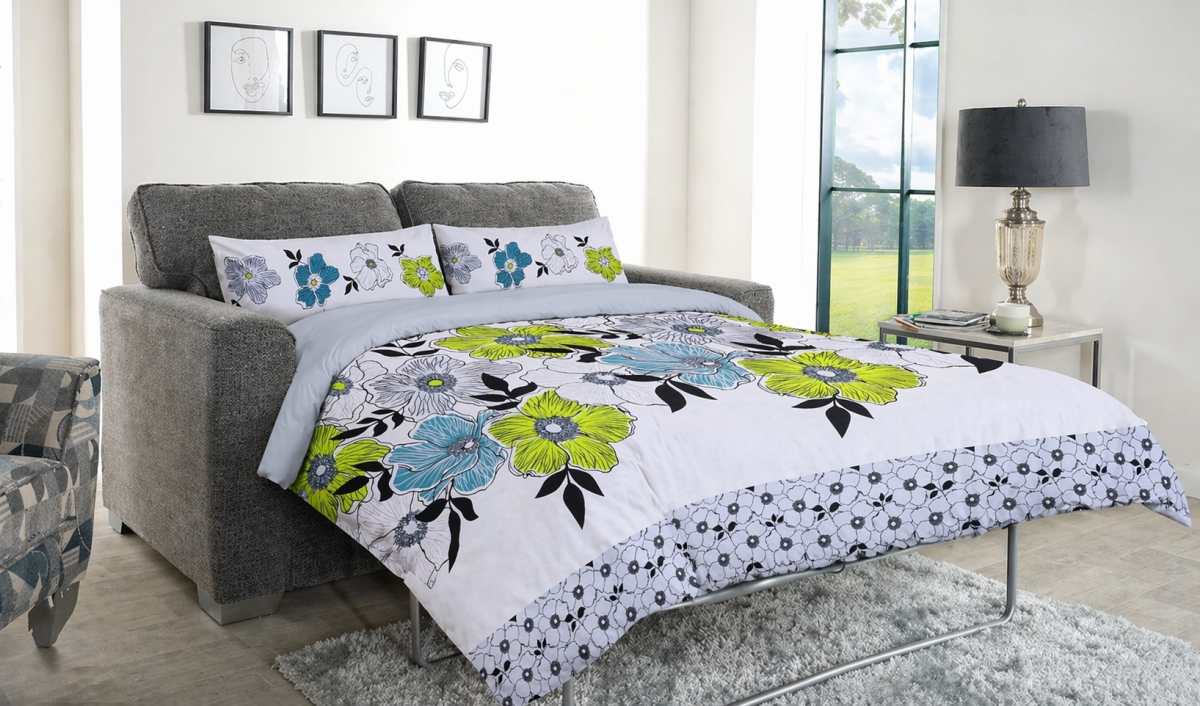 MARNA GREY SOFA BED Sofa Bed Duvet Cover Set - MARNA - GREY / GREEN