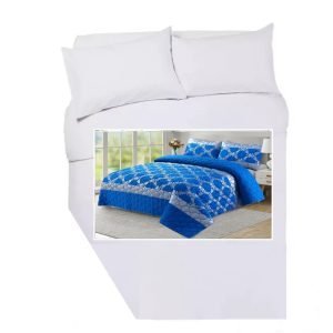Corner Cut Off Double Duvet Cover Set - BLUE GLAMOUR
