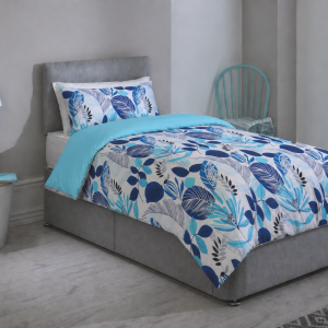 Shorty Bed Duvet Cover Set - LEAVES - BLUE