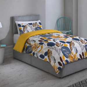 Shorty Bed Duvet Cover Set - LEAVES - MUSTARD