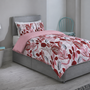 Shorty Bed Duvet Cover Set - LEAVES - RED