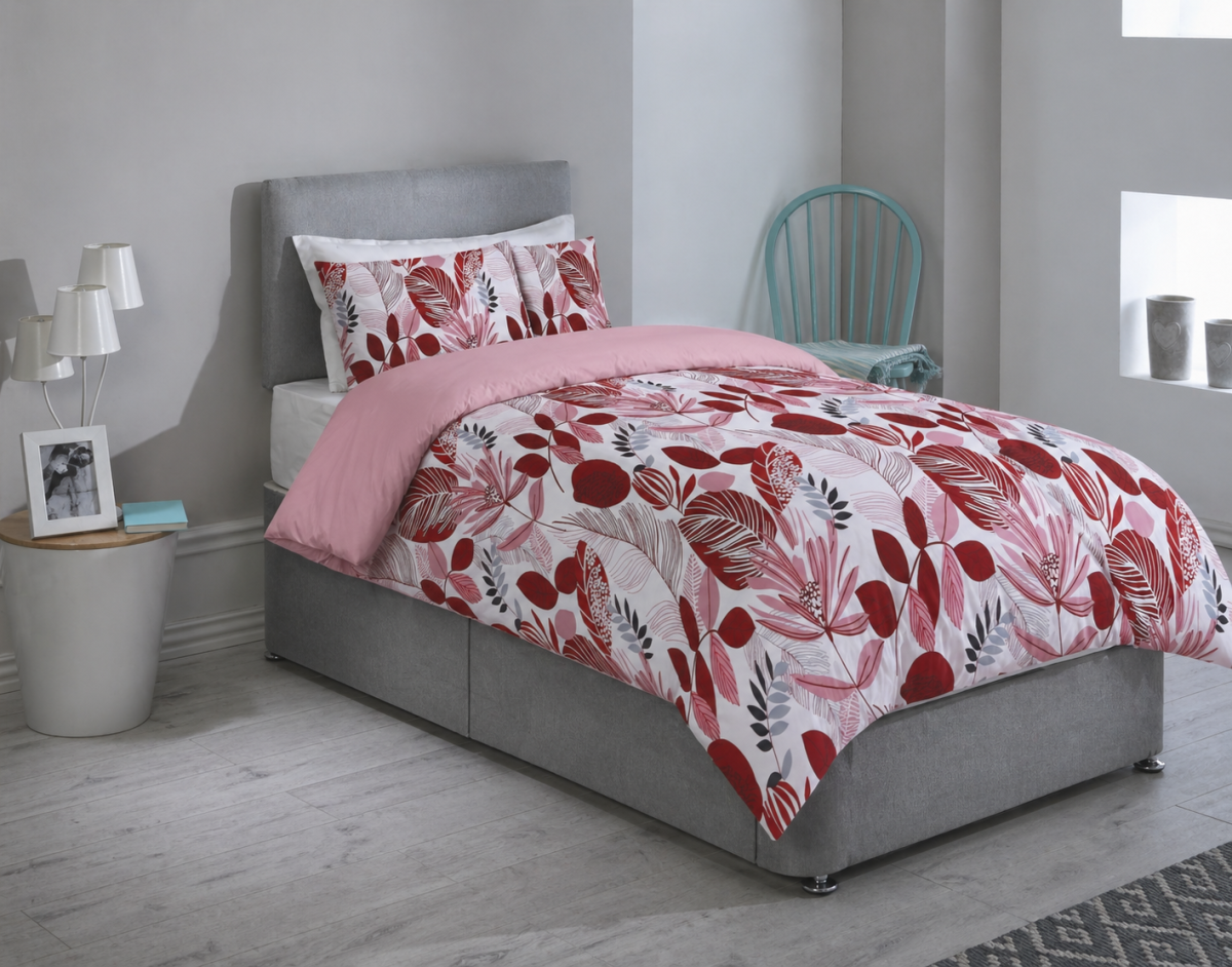 LEAVES RED Shorty Bed Duvet Cover Set - LEAVES - RED