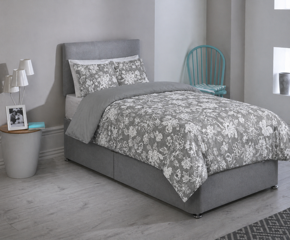 MADRID GREY Shorty Bed Duvet Cover Set - MADRID - GREY