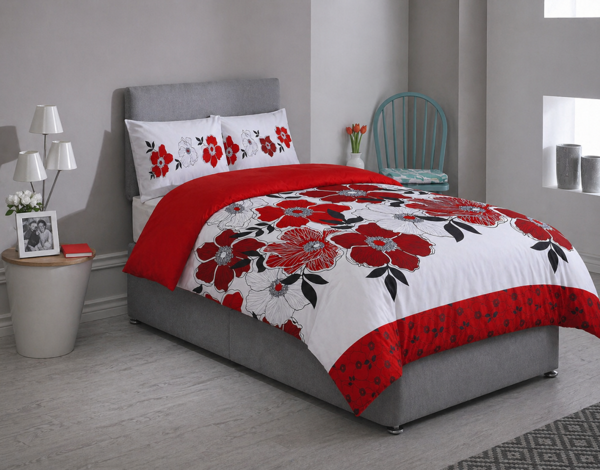 MARNA RED Shorty Bed Duvet Cover Set - MARNA - RED
