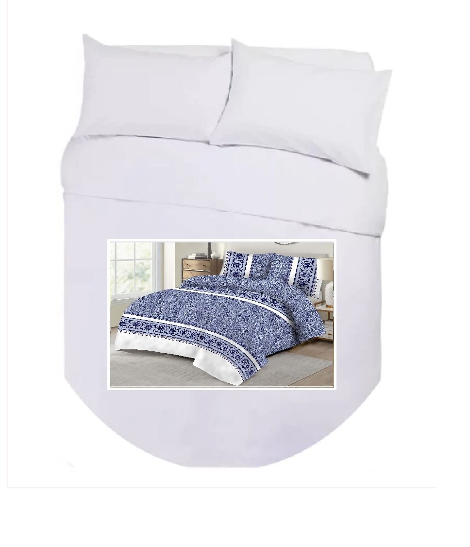 ISLAND BED DUVET COVER SWIRL BLUE Island Bed Double Duvet Cover Set - BLUE SWIRL