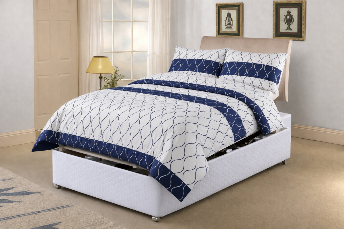WAVE BLUE ELECTRIC BED Adjustable Bed Duvet Cover Set - WAVE - BLUE